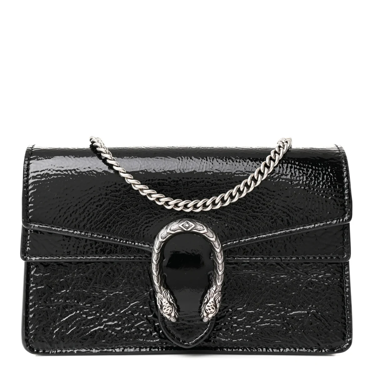 Crinkled Patent Super Mini Dionysus Shoulder Bag Black