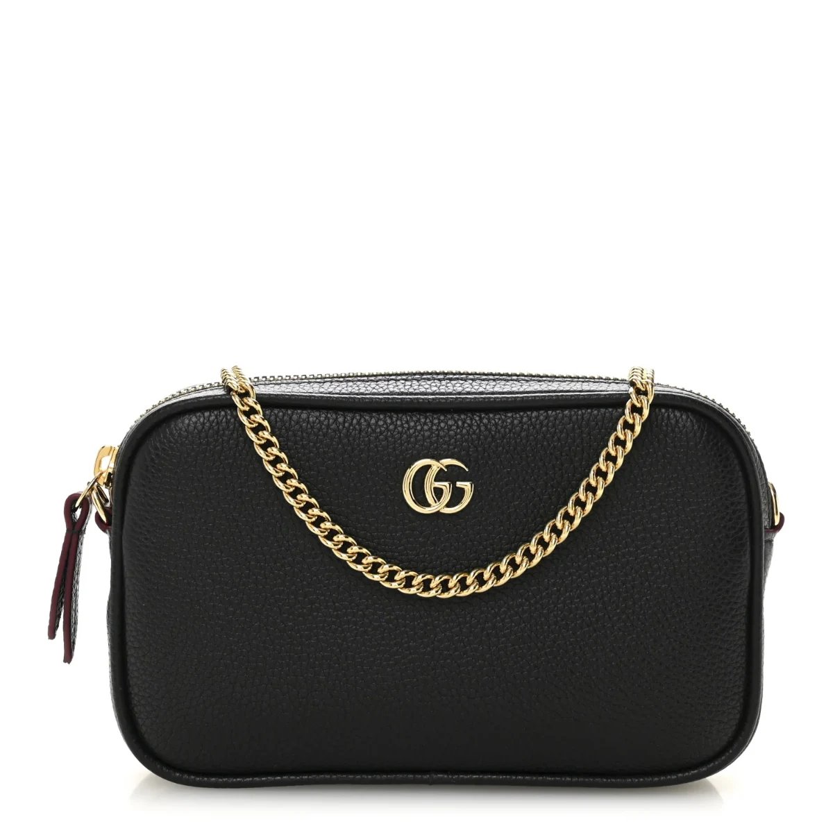 Dollar Calfskin Super Mini GG Marmont Chain Shoulder Bag Black