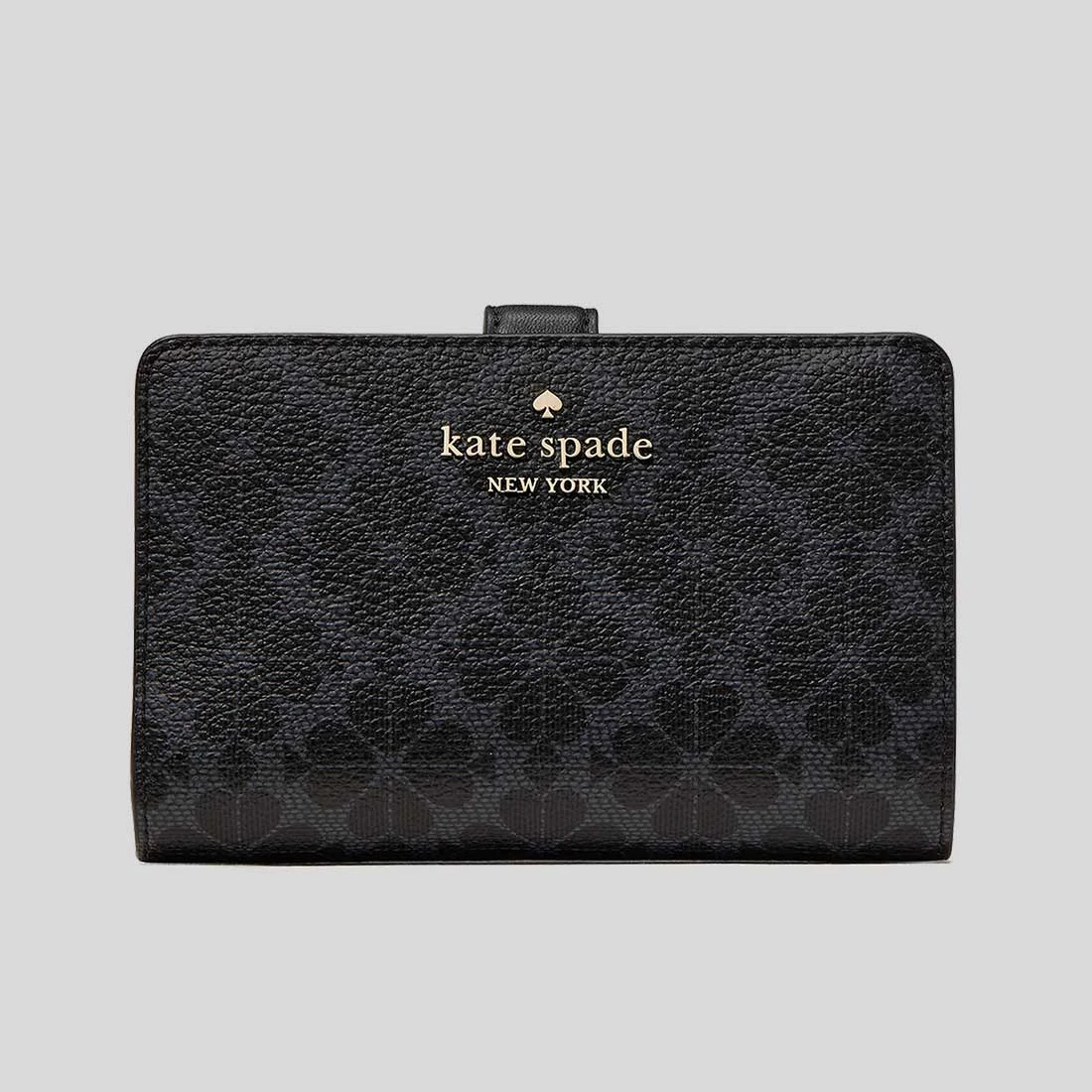 Spade Flower Medium Compact Bifold Wallet Black