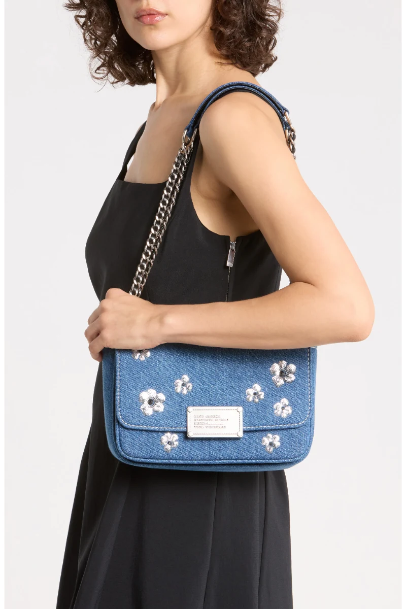 Mediuml Daisy Sequin Denim Shoulder Bag