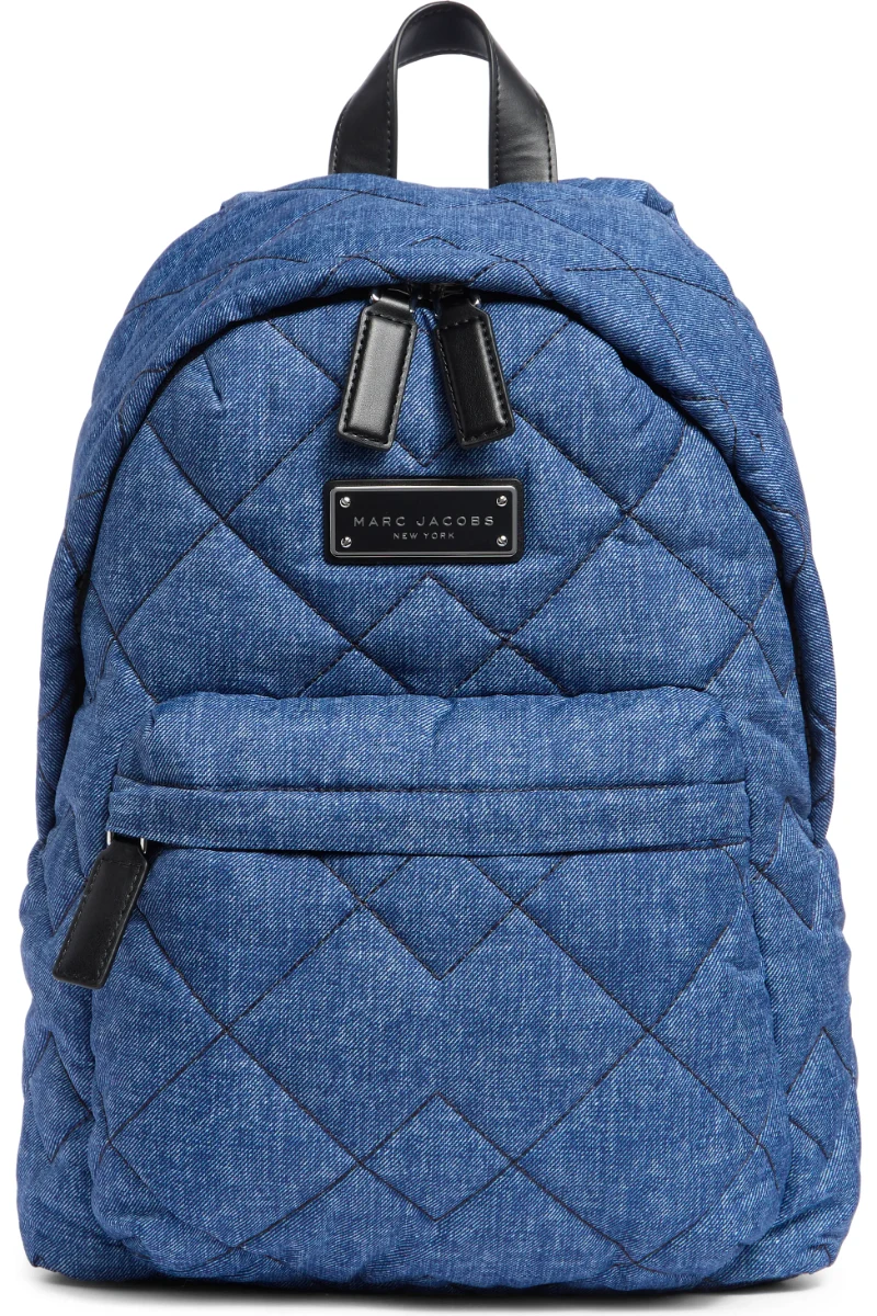 Quilted Denim Effect Nylon Backpack