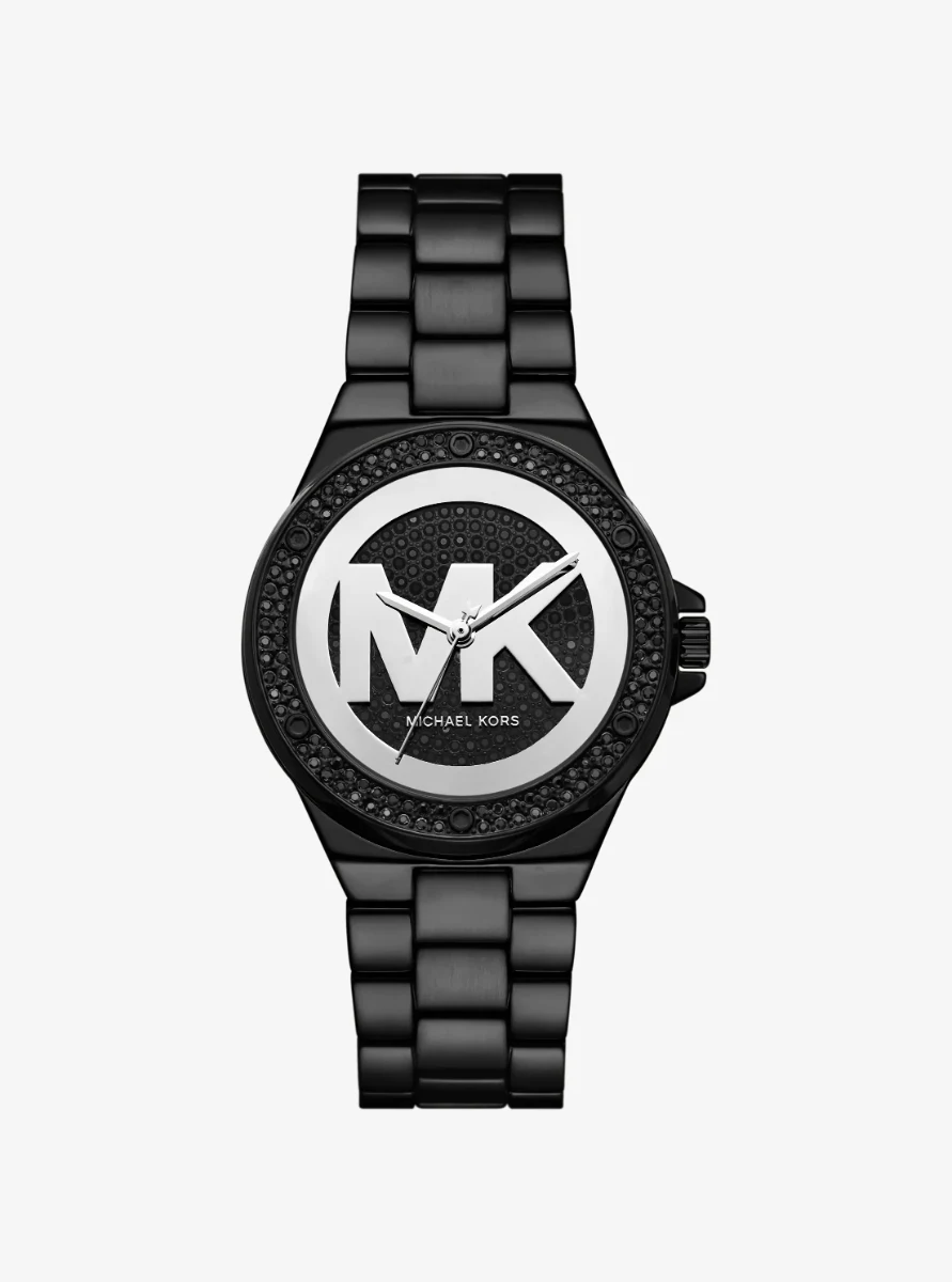 Lennox watch in black with pavé inlays