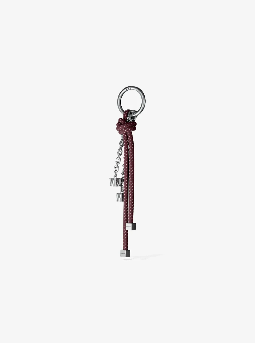Silver-Tone and Speckled Cord Bag Charm